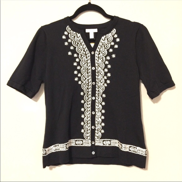 Charter Club Sweaters - New Charter Club Embroidered Short Sleeve Sweater